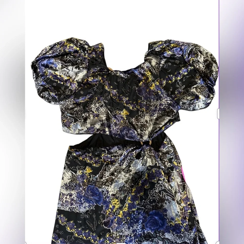Anthropologie Let Me Be Burnout Velvet Cut Out Maxi Dress, Puff Sleeves, Size 3X